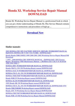 Honda Hrv Service Repair Manual Download