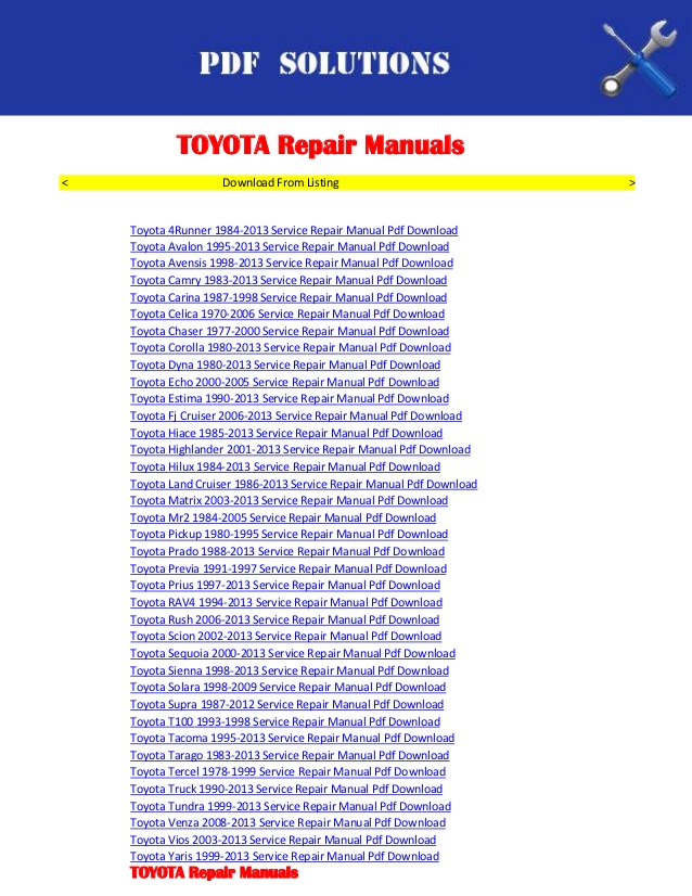Toyota Camry 1994 Repair Manual Free Download Pdf